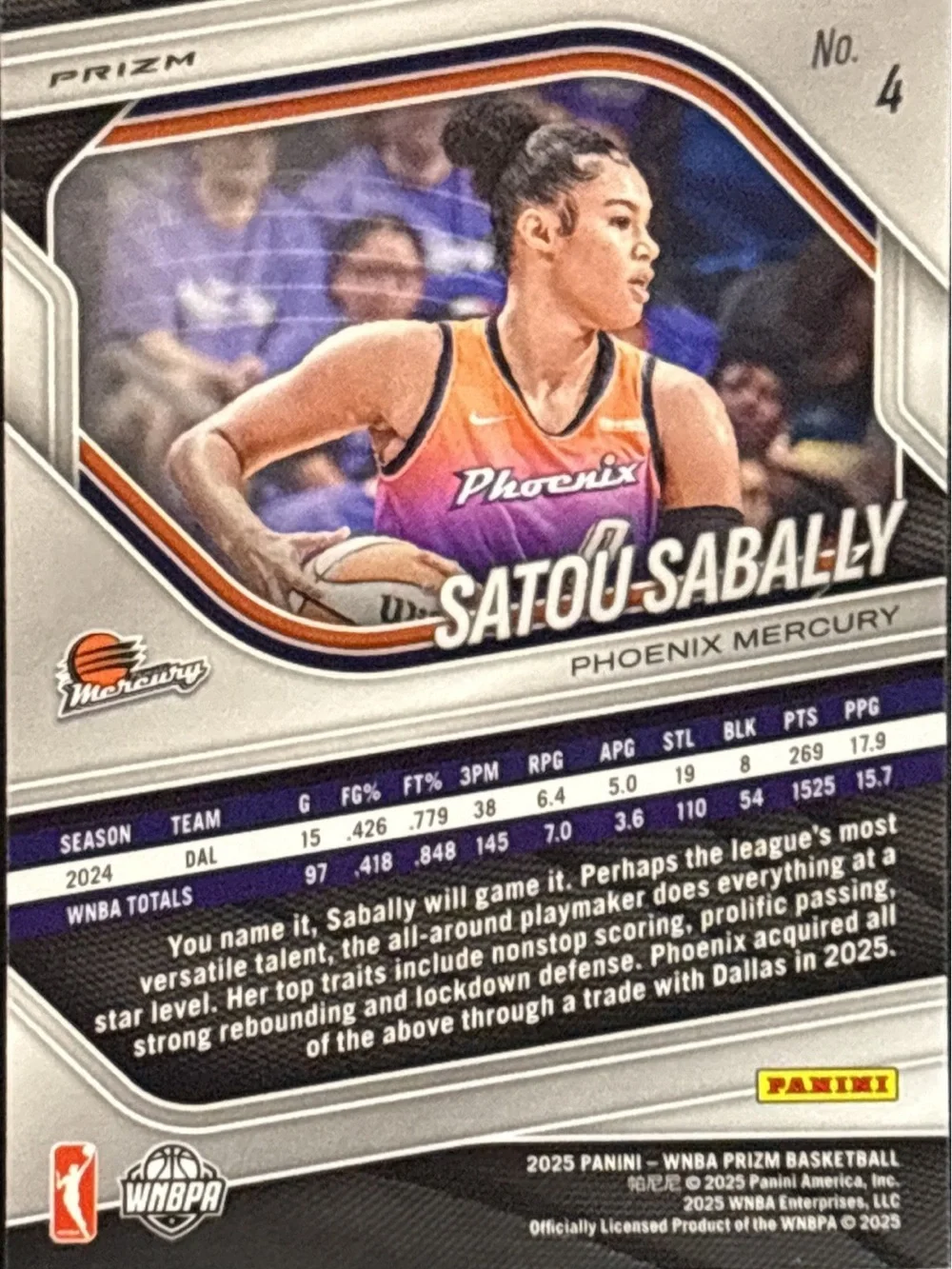 Panini Prizm Phoenix Mercury Rainbow Prizm Basketball Card - Satou Sabally